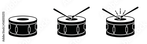 Drum icon set. drum band icon. Hitting drum music symbol for apps and websites, vector illustration