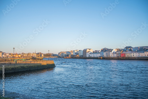 river corrib in port of galway ireland in morning with clear sky