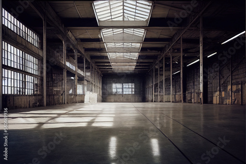 Empty warehouse hangar