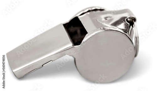 Classic silver chrome metal whistle