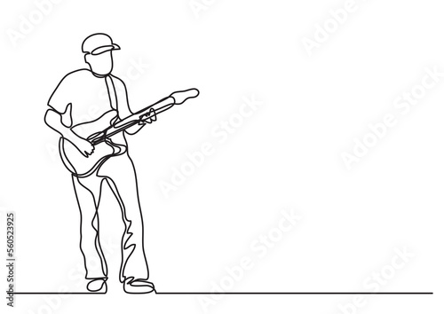 continuous line drawing playing guitarist - PNG image with transparent background