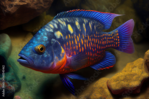 cichlid fish. realistic 3d render. Generative AI