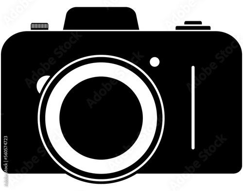 Clean & simple DLSR camera illustration, line art, clipart, icon, object, shape, symbol, etc. PNG with transparent background. Design elements for websites and other graphics.