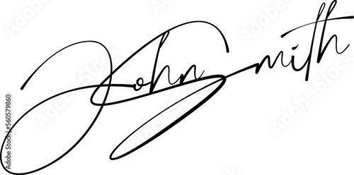 Handwritten signature for signed papers and documents. John Smith random signature.
