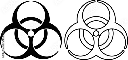 Biohazard symbol toxic sign for biologically harmful substances vector graphic. Editable stroke.