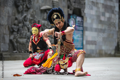 Javanese traditional mask dancers practicing in Yogyakarta, 15 July 2022