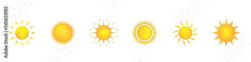 Mesh gradient sun icon set over white illustration