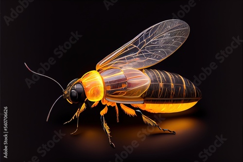 A close up of a firefly