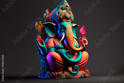 Beautiful colorful hindu god Ganesh art