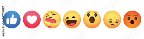 New Facebook emoji. New Facebook button Empathetic Emoji reactions with New Care Reaction, printed on paper. Facebook is adding hug reaction.