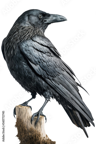 Raven isolated, png, transparent background, black