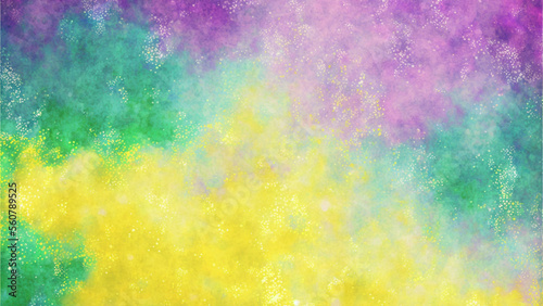 Mardi Gras Digital Watercolor Background Abstract Splash Colorful Art