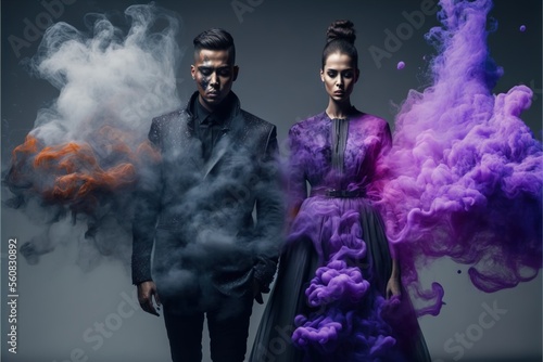 Mystic fog party duo created with generative ai technology