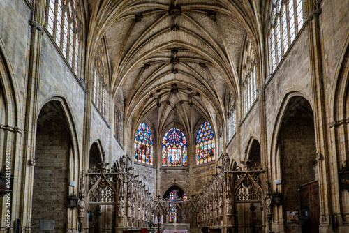 Interior of the gothic cathedral of Condom in the south of France (Gers)