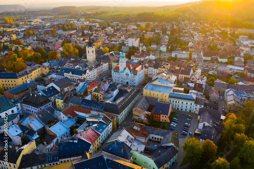 Panoramic view of historical center of Sumperk, Czech Republic