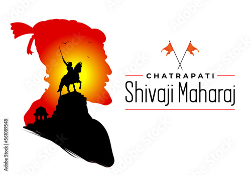 Shiv Jayanti. Translation: "Birthday celebration of the great maratha king Chhatrapati Shivaji Maharaj". Logo Design Concept, Template, Banner, Icon, Poster, Unit, Label, Web, Symbol, Sign, Mnemonic.