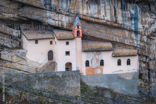 Eremo di San Colombano is a hermitage in Trambileno, Italy, notable for its location in the side of a mountain.