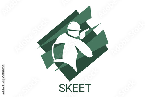 skeet sport vector line icon. an athlete posing for a shot. sport pictogram, vector illustration.