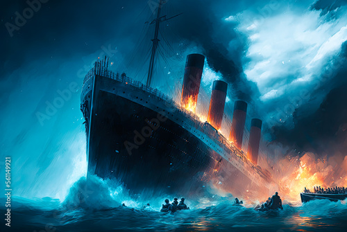 Sinking of the RMS Titanic. Generative AI