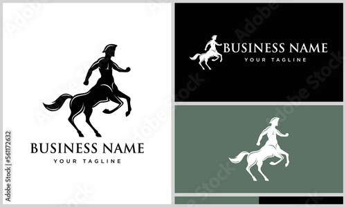 silhouette centaur run logo template