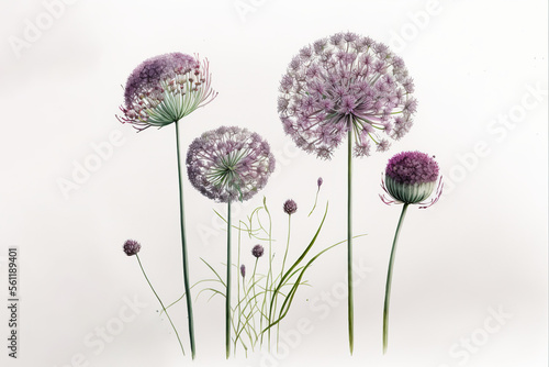 Alliums, Allium spp. - Watercolour (Generative Art)