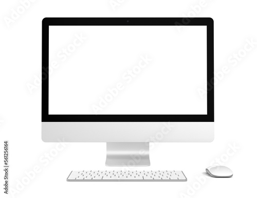 Monitor Computer with Keyboard and Mouse - mockup isolated with transparent screen and background png 