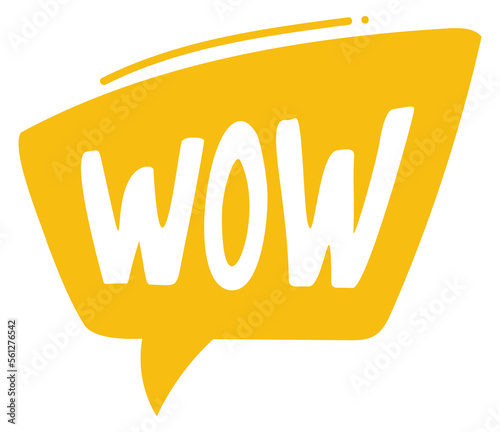 Wow sticker. Hand drawn positive reaction label