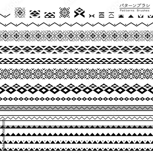 民族模様_幾何学模様のライン_パターンブラシ