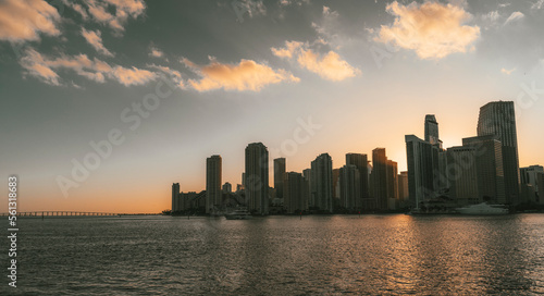 city skyline at sunset miami usa Florida 