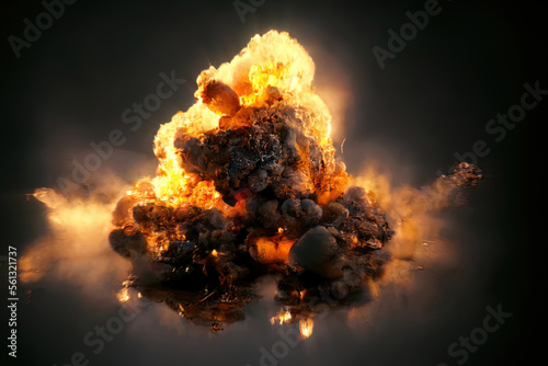 Explosion of octogen hydrogen gas bomb mattepainting speedpainting illustration for FX and special effects