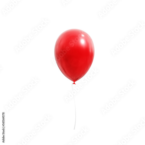 red balloon isolated on white, 3d rendering of red balloon PNG isolated