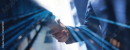 Businessmen making handshake with partner, greeting, dealing, merger and acquisition, business cooperation concept, for business, finance and investment background, teamwork and successful business