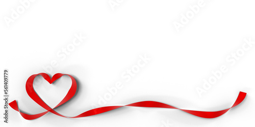 Valentine's Day Graphic Element: Red Ribbon Frame with Heart Shape on transparent background (3D Rendering)