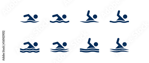 Swimming icon. Man swim in the sea. swimming icon in flat style - stock vector.