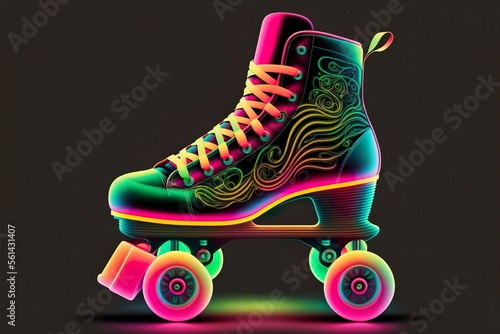 Neon roller skates, bright, multicolored (Generative AI)