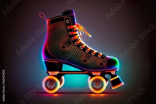 Neon roller skates multicolored, bright (Generative AI)