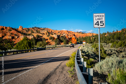 Road sign of speed limit 45 in state of Arizona