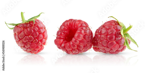 Set of raspberries isolated