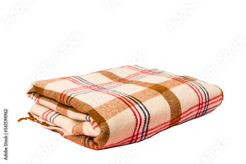 Plaid blanket isolated on white background