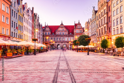 Old Square with Swiety Duch Gate in Gdansk at Dusk, Poland