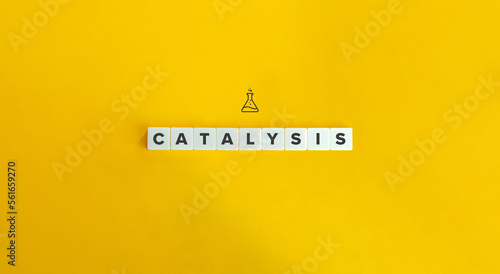 Catalysis Word and Banner. Letter Tiles on Yellow Background. Minimal Aesthetics.