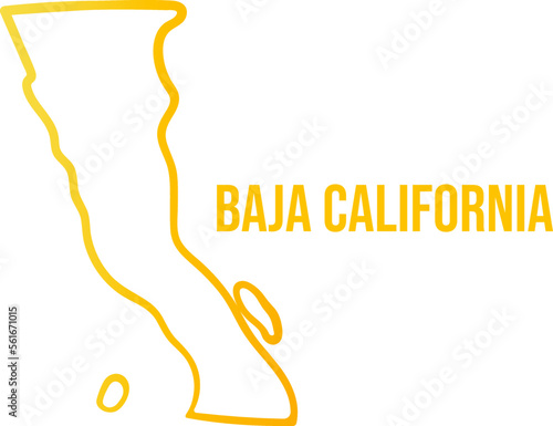 Yellow gradient isolated map of Baja California state
