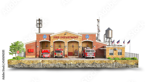 fire department building 3d illustration