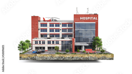 modern public hospital building 3d illustration