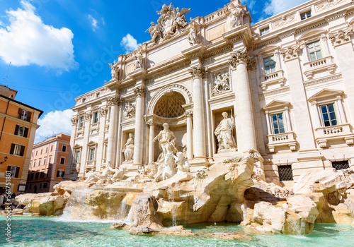 Famous Trevi fountain in center of Rome, Italy