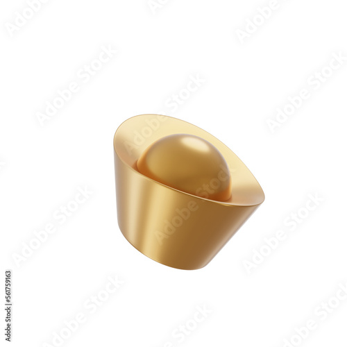 Realistic Yuan Bao Chinese gold sycee. Imperial gold YuanBao iambic. background 3d object decor.