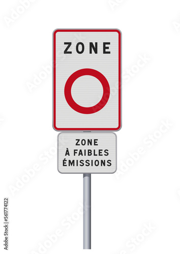 Panneau routier de zone à faibles émissions (ZFE) en vectoriel