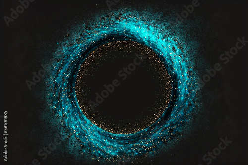 agujero negro abstracto con luces de neón azul, generative ai.