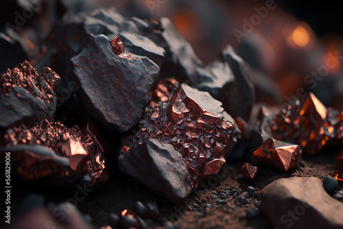 close up of raw iron ore made by generative ai