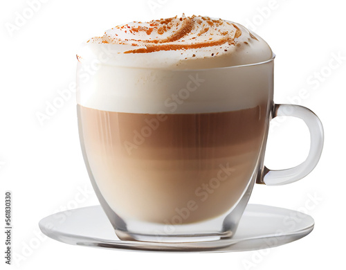 Cup of hot cappuccino coffee. Illustration Generative AI